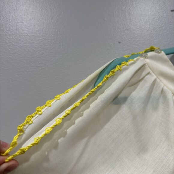 Vintage Handmade Top Embroidered Floral Short Sleeve Stitched Trim Women M Cream - Picture 5 of 9